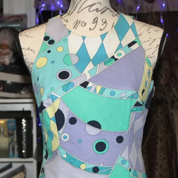 Vintage Very Pucci-Esque Laundry By Shelli Segal Shift Dress Sz 6 S/M - Picture 5 of 10